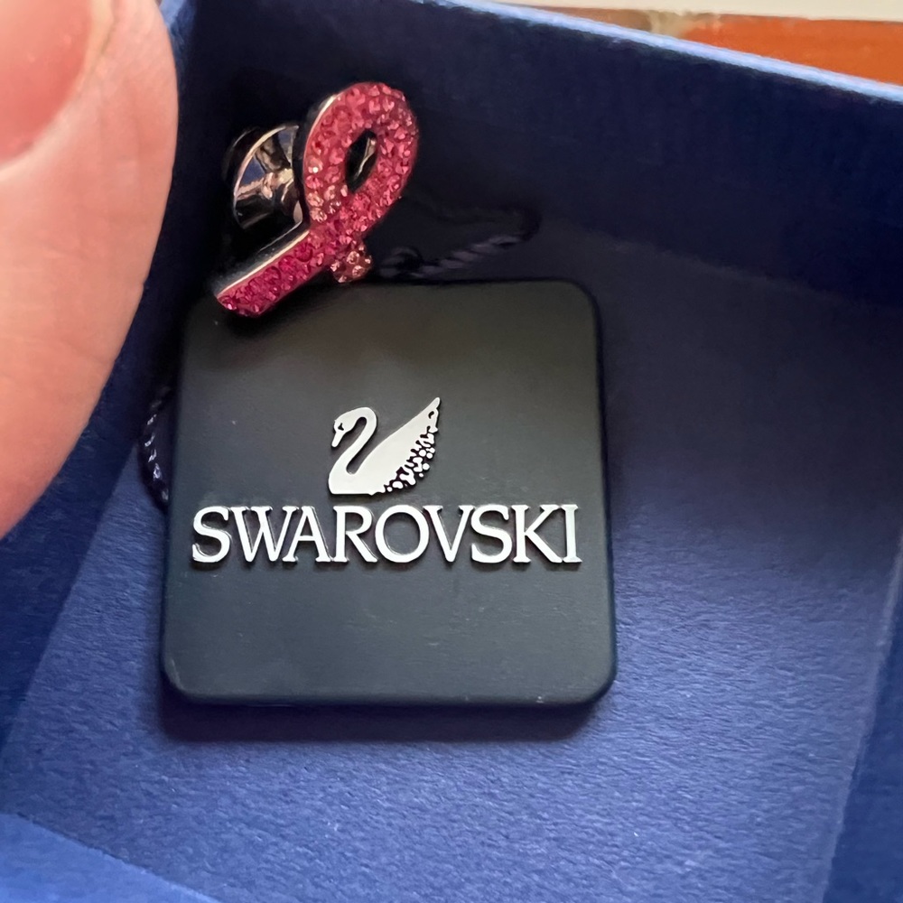 Swarovski Breast Cancer Pink Ribbon Pin